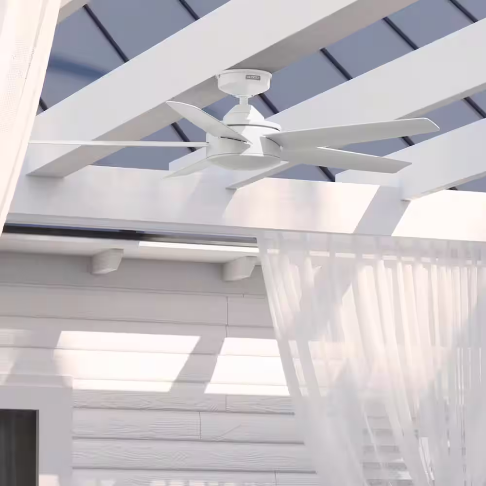 Hunter Tidal Ridge 52 in. Outdoor Fresh White Ceiling Fan with Wall Switch