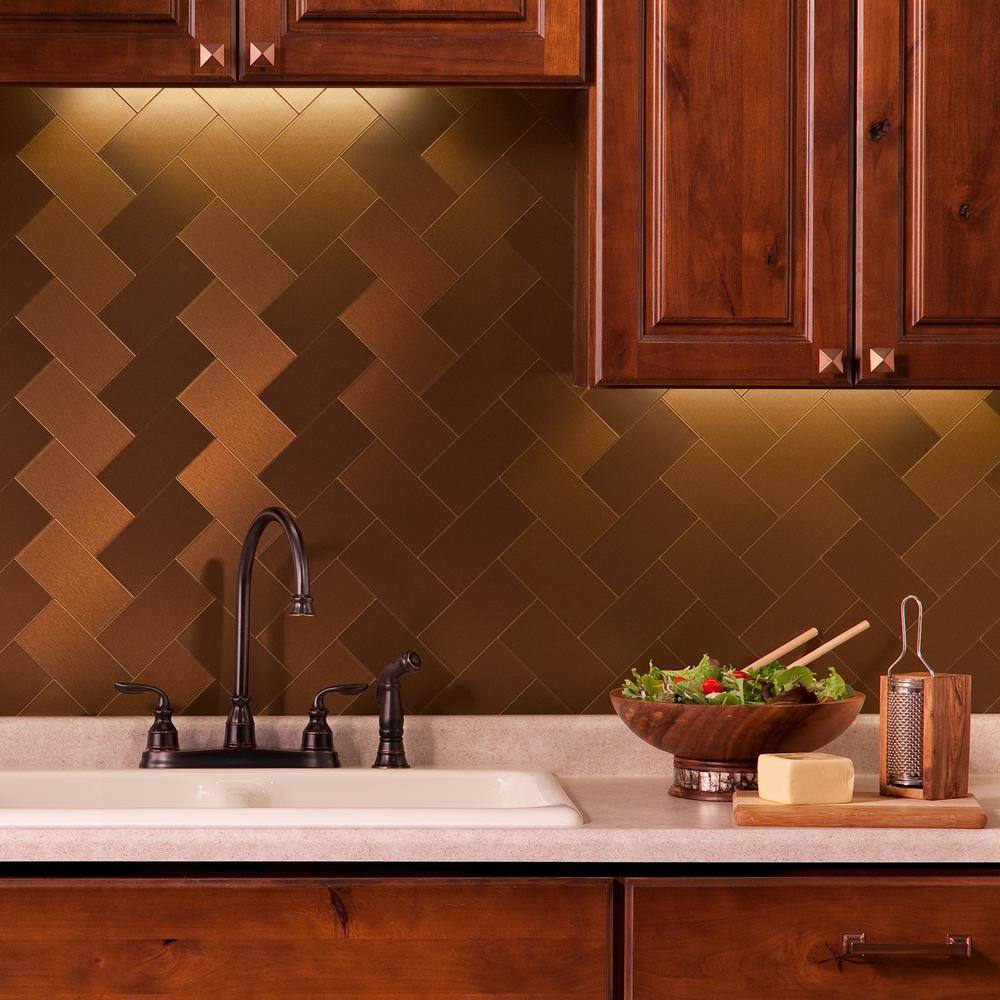 Aspect Long Grain 6 in. x 3 in. Brushed Bronze Metal Decorative Wall Tile (8-Pack)