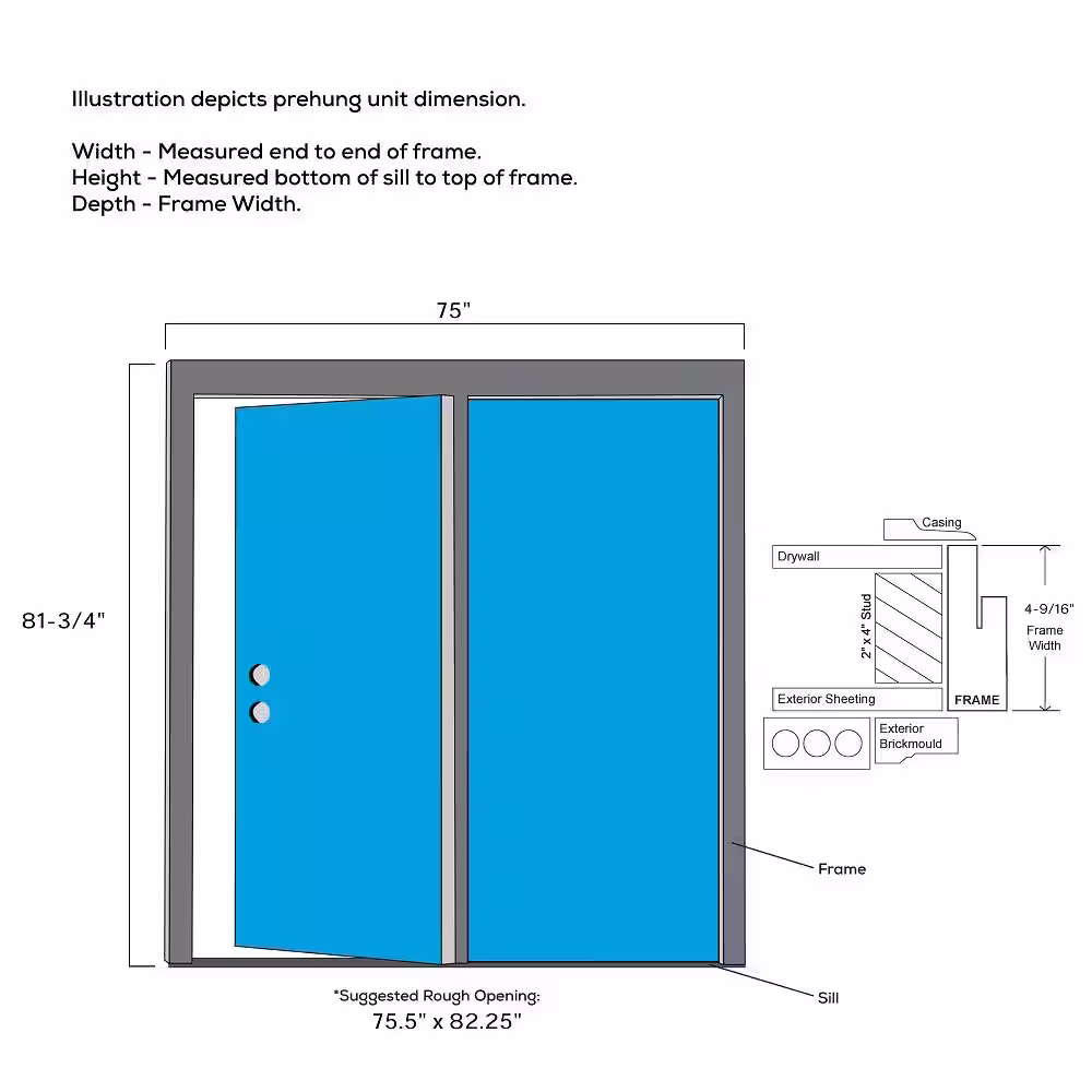 MMI Door 72 in. x 80 in. Clear Glass Primed Steel Prehung Right-Hand Inswing 15 Lite External Grilles Stationary Patio Door
