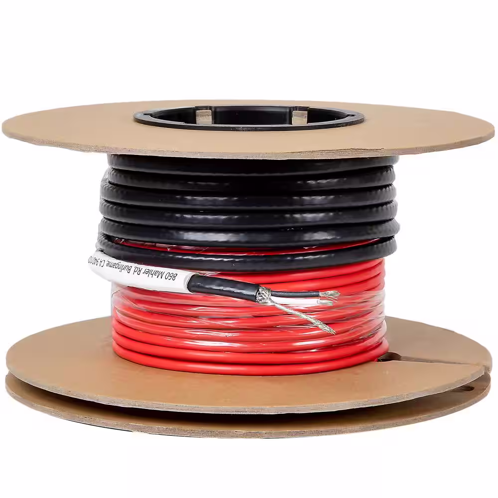 Dr Infrared Heater Electric Radiant Floor Heating Cable Kit with Wi-Fi Thermostat 132 ft., Covers 40 sq. ft./120-Volt, Red and Black