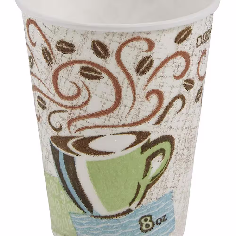 None PerfecTouch 8 oz. Disposable Paper Cups, Hot Drinks, Coffee Haze Design, 50/Sleeve, 20 Sleeves/Carton