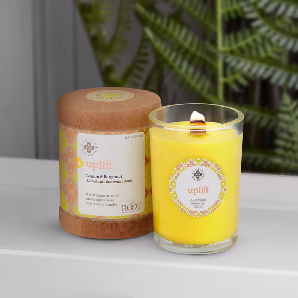 ROOT CANDLES Seeking Balance Uplift Lemon and Bergamot Scented Spa Jar Candle