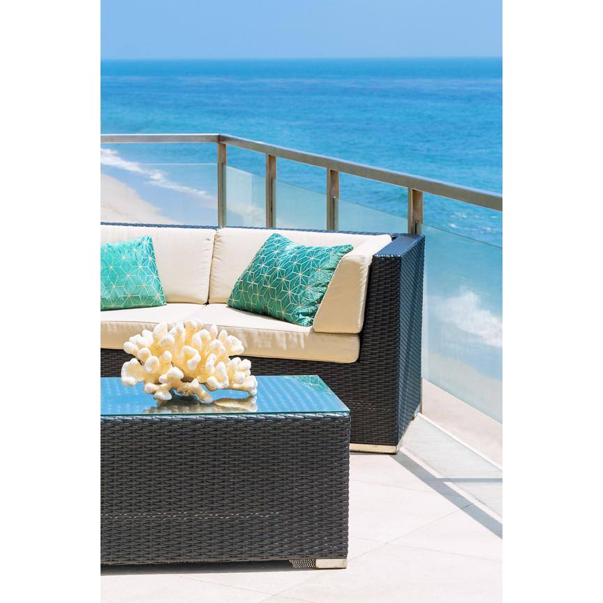 Ohana Depot Black 5-Piece Wicker Patio Seating Set with Sunbrella Taupe Cushions