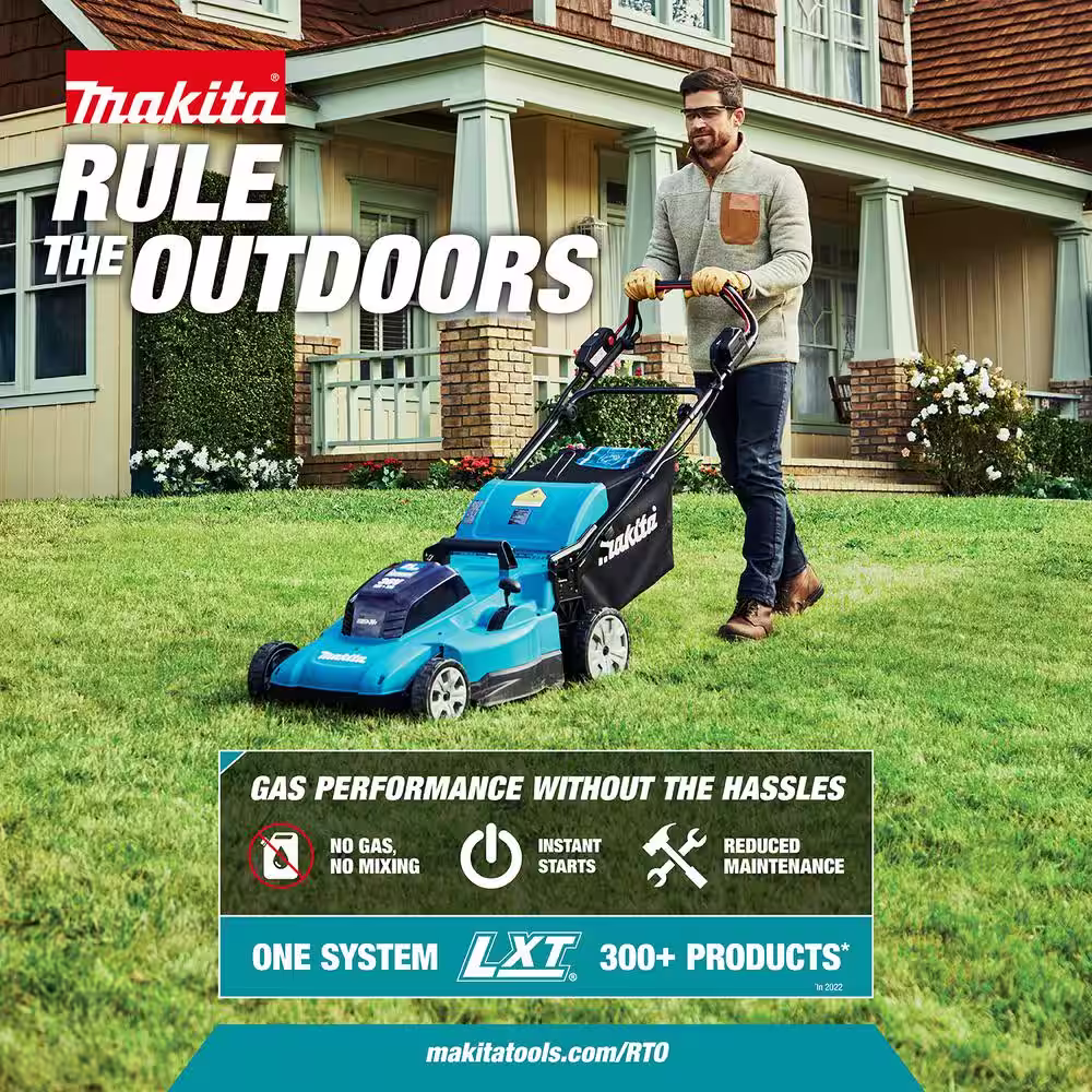 Makita 18-Volt X2 (36V) LXT Cordless 21 in. Self-Propelled Lawn Mower Kit (4 Batteries 5.0Ah) with bonus 18-Volt String Trimmer
