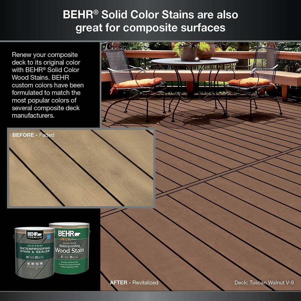 BEHR PREMIUM 1 gal. #6795 Slate Gray Solid Color Waterproofing Exterior Wood Stain and Sealer