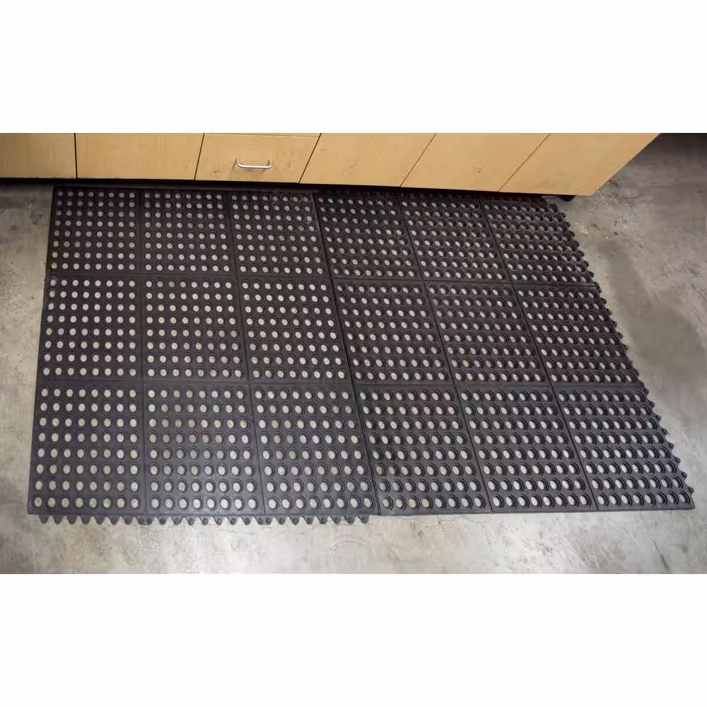 Buffalo Tools 36 in. x 36 in. Anti-Fatigue Rubber Interlocking Floor Mats (4-Pack)