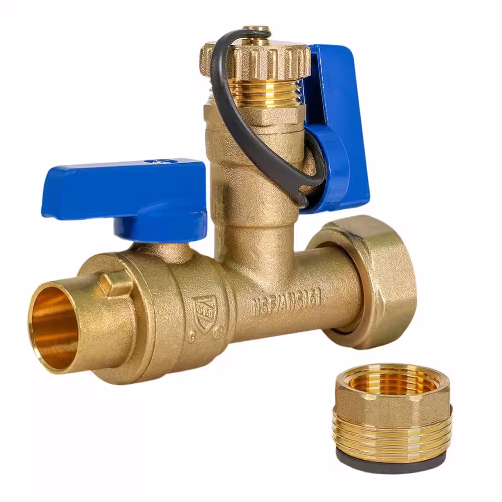 The Plumber's Choice 3/4 in. SWT ankless Water Heater Kit- Set of 2 Heavy Duty Hot and Cold Isolation Valves with Cleanouts, Forged Brass