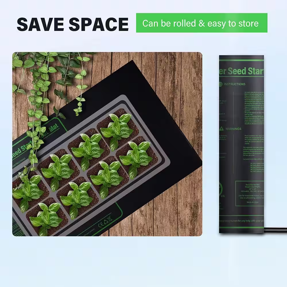 None 20 in. x 21 in. Seeding Heat Mat with Thermostat Temperature Adjustable Knob Hydroponic Plant Germination Starting Pad