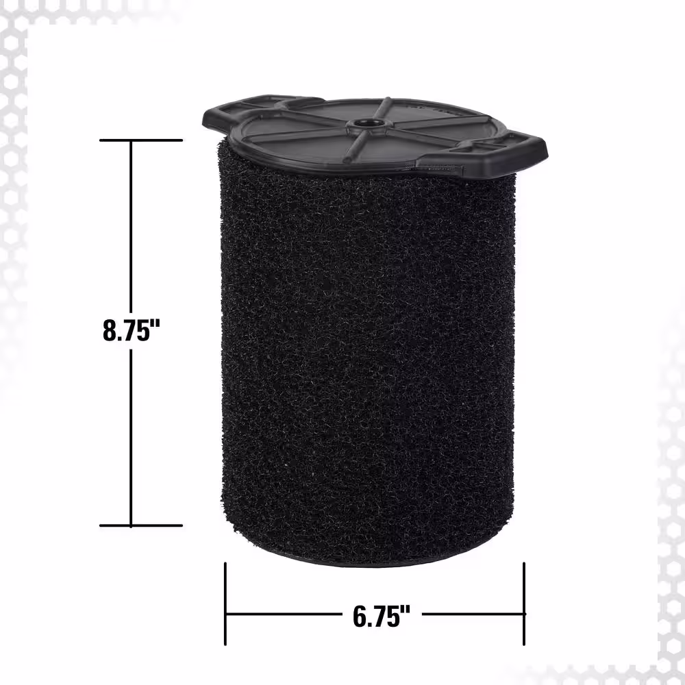 RIDGID Wet Debris Application Foam Wet/Dry Vac Cartridge Filter for Most 5 Gallon and Larger RIDGID Shop Vacuums (1-Pack)