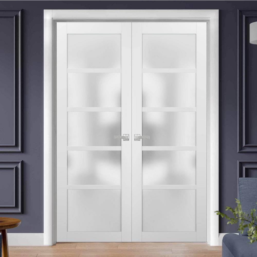 Sartodoors 64 in. x 84 in. Single Panel White Finished Pine Wood Interior Door Slab with Hardware