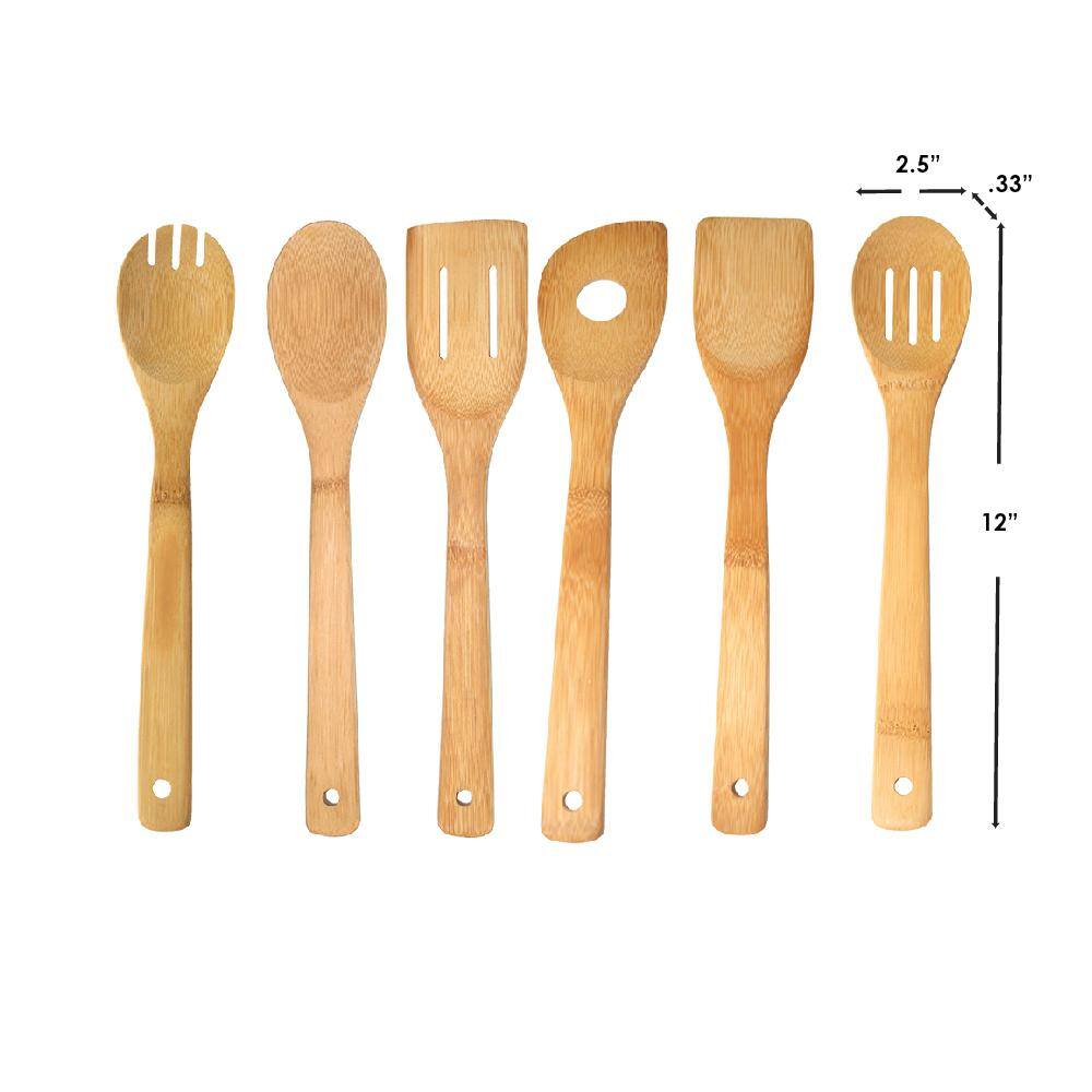 Home Basics 6-Piece Bamboo Kitchen Tool Set, Natural