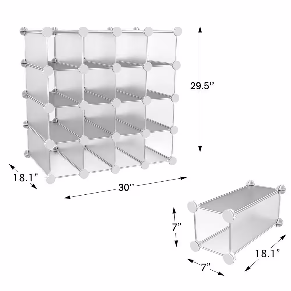 Lavish Home 29.5 in. H x 18.1 in. W x 30 in. D Metallic Metal 16-Cube Organizer