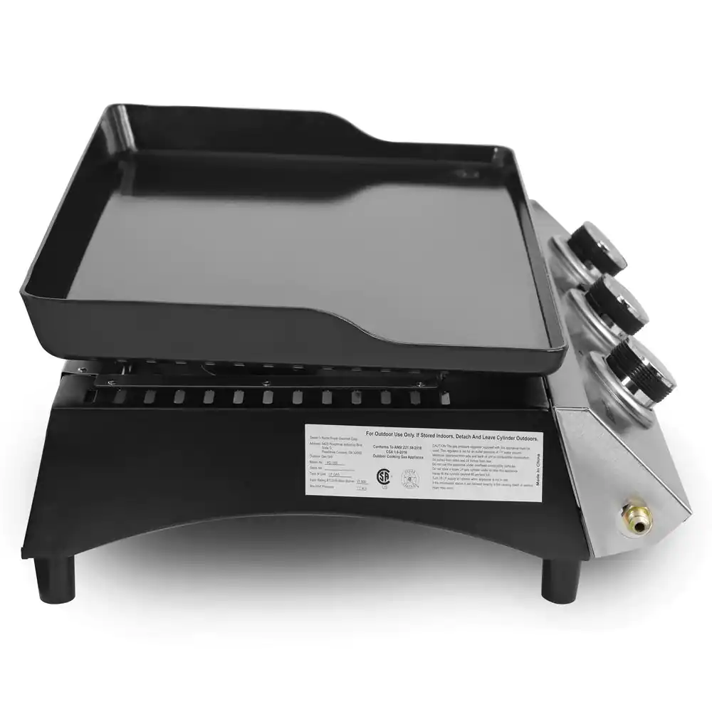 Royal Gourmet 3-Burner 26,400-BTU Portable Gas Grill in Silver with Griddle Flat Top for Outdoor Camping, Tailgating, Picnics