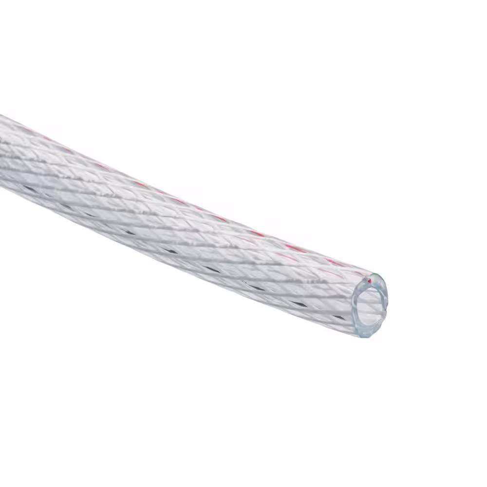 HYDROMAXX 1 in. I.D. x 1 1/4 in. O.D. x 100 ft. Braided Clear Non Toxic, High Pressure, Reinforced PVC Vinyl Tubing