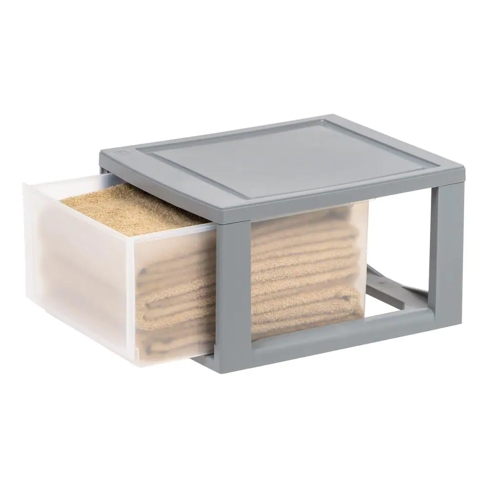 IRIS 11.88 in. W x 8.13 in. H Gray Stackable Storage Single Drawer
