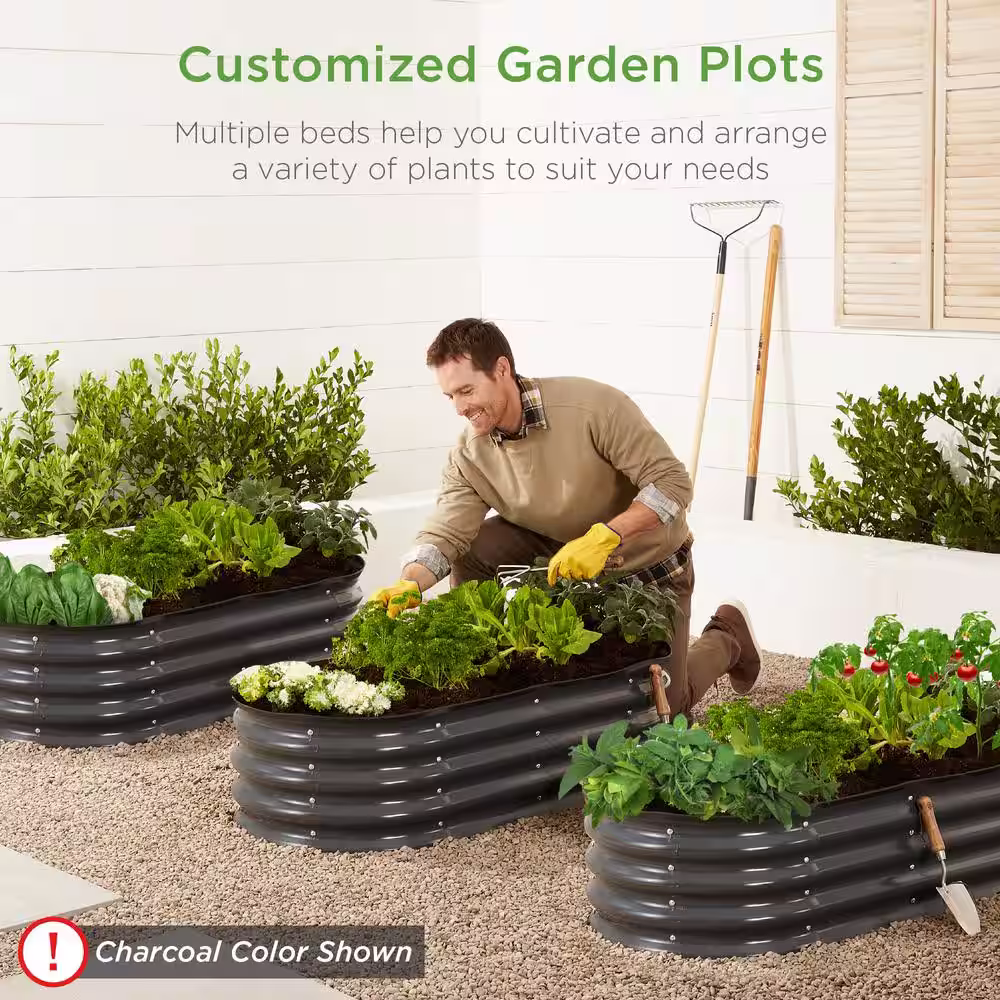Best Choice Products 4 ft. x 2 ft. x 1 ft. Oval Steel Raised Garden Bed, Planter Box for Vegetables, Flowers in Silver