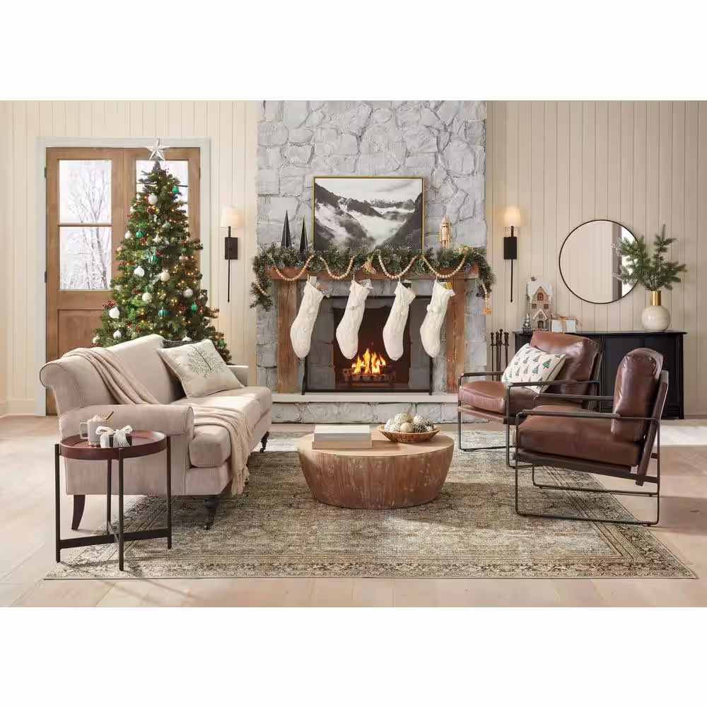 None Natural/Green Christmas Frasier Fur Tree Poly Filled 18 in. x 18 in. Decorative Throw Pillow