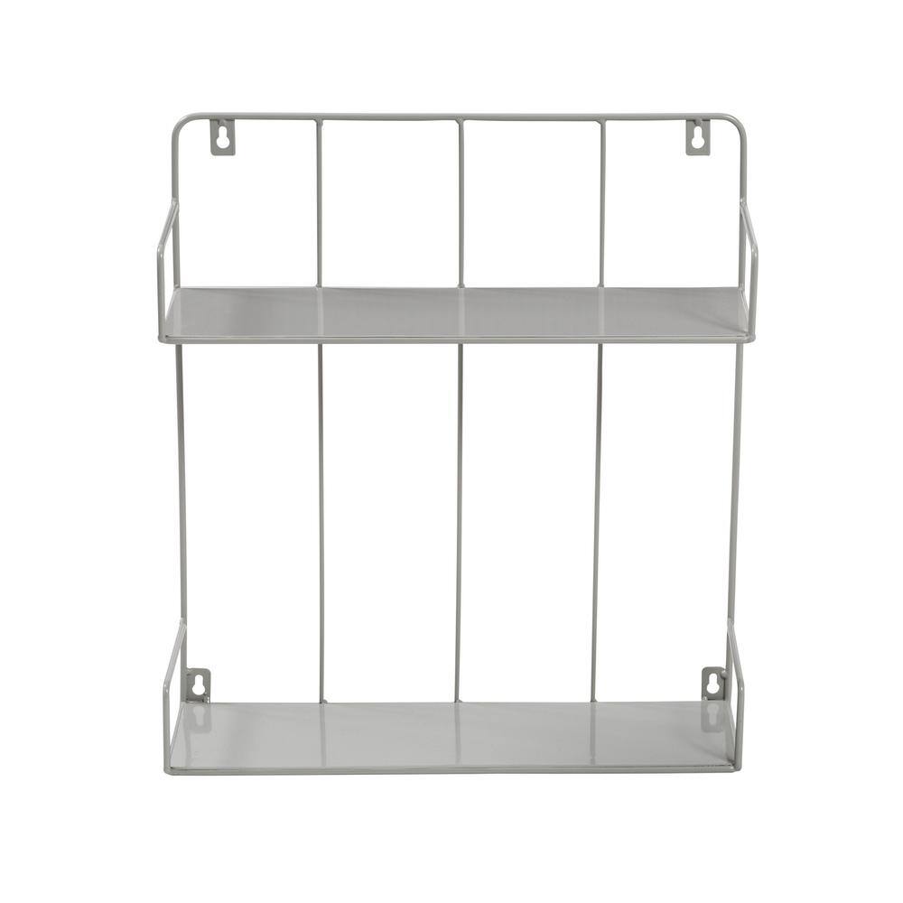 Honey-Can-Do 20 in. H x 18 in. W x 6 in. D Small 2-Tier Steel Laundry Room Wall Shelf in Gray