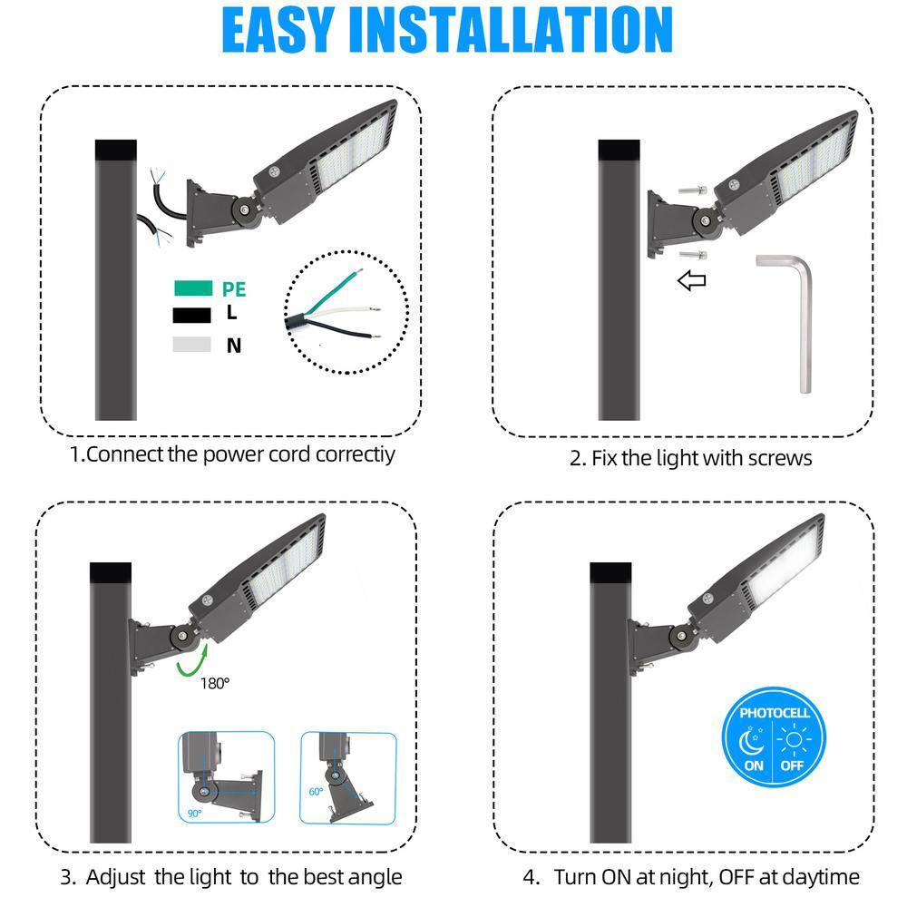 None 1500- Watt Equivalent 300-Watt Integrated LED Bronze Outdoor Parking Lot Area Light 5500K 39000 Lumens Arm Mount