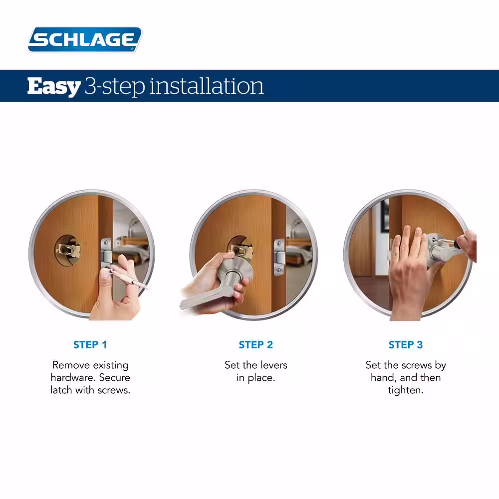 Schlage Merano Satin Nickel Privacy Bed/Bath Door Handle with Concealed Screws