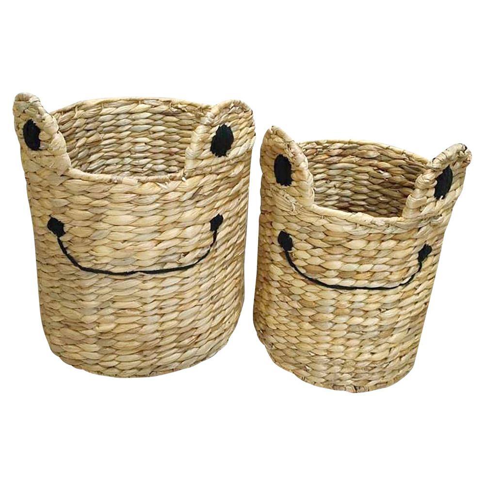 BAUM Set Of 2 Brown Cube Storage Bins in frog shape