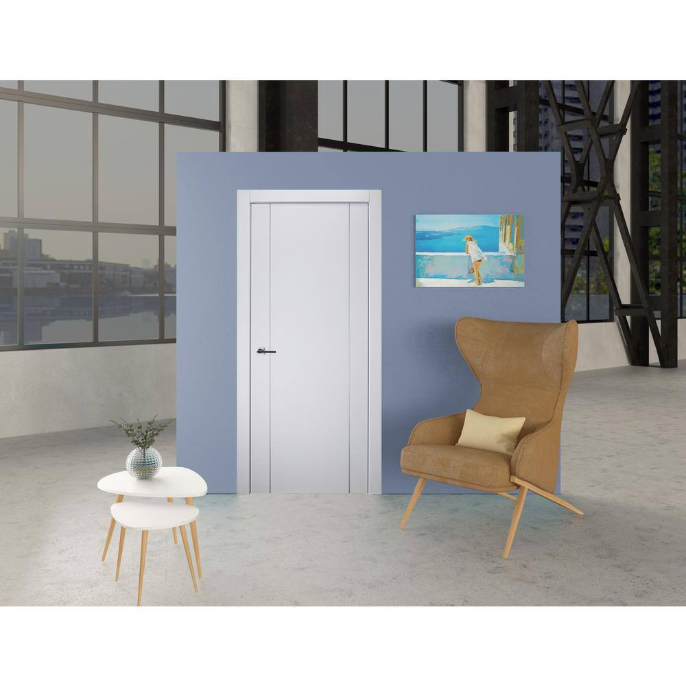 Belldinni Stella 2U 32 in. x 80 in. Left-Handed Solid Core Snow White Wood Composite Single Prehung Interior Door