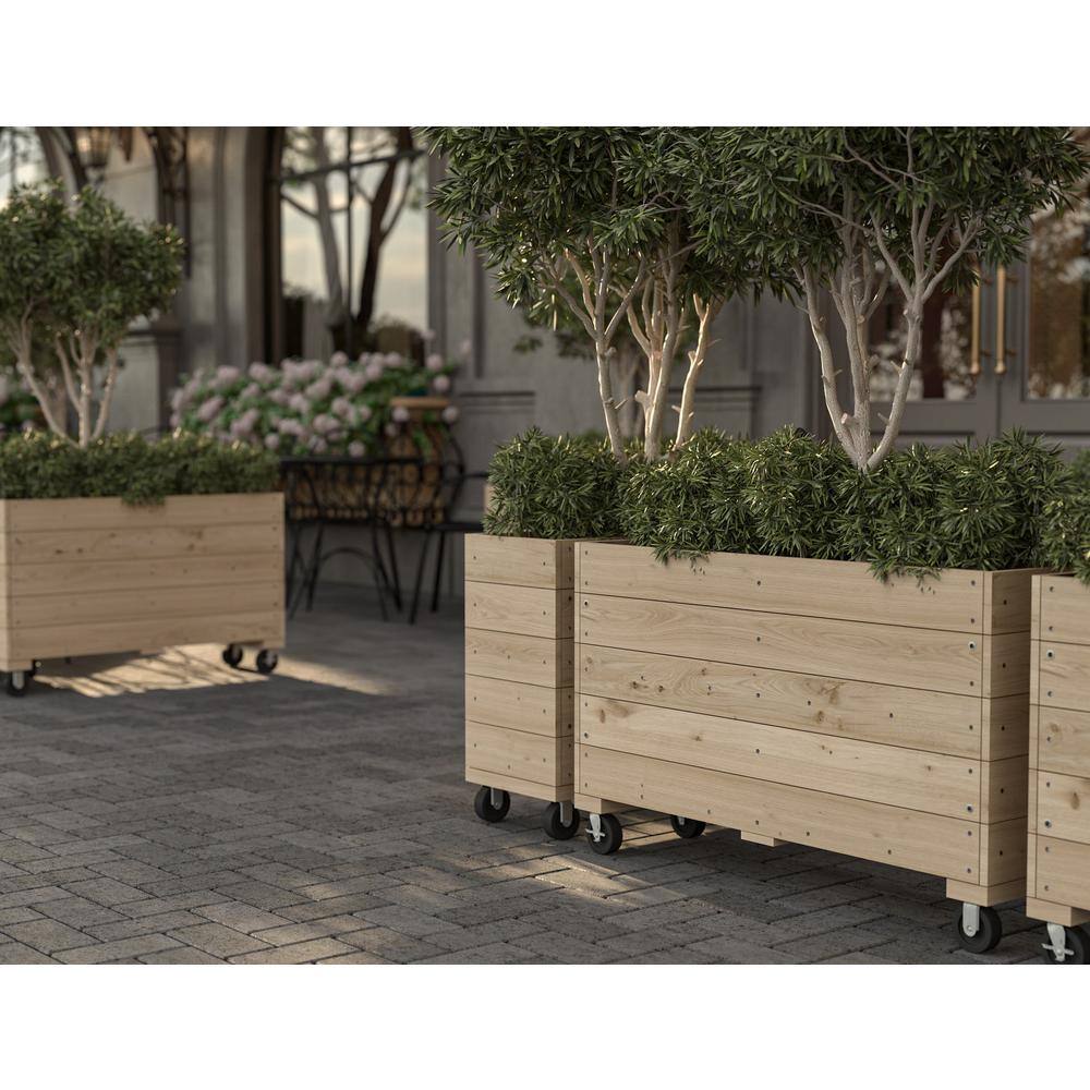 Ejoy 40 in. x 12 in. x 32in. Solid Wood Mobile Planter Barrier (Set of 2-Pack)