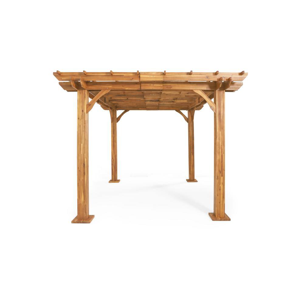 Noble House Holmwood 12 ft. x 10 ft. Teak Acacia Wood Pergola Pillars Only