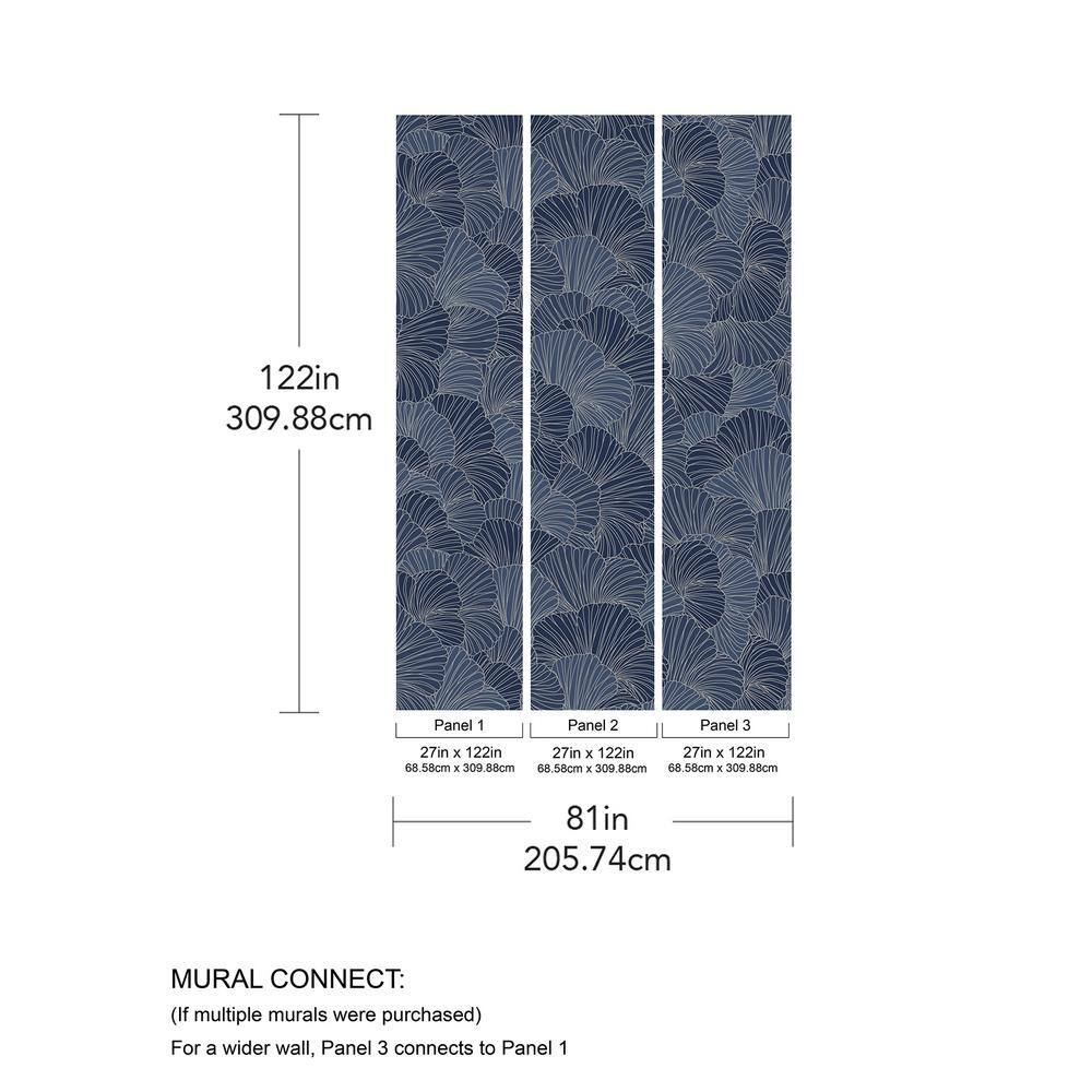 None Petals Royal Blue Flowers Wall Mural