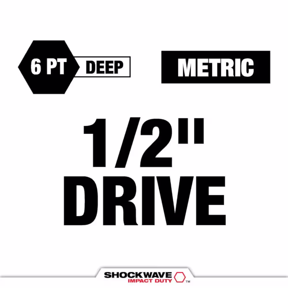 Milwaukee SHOCKWAVE 1/2 in. Drive Metric Deep Well 6 Point Impact Socket Set (9-Piece)