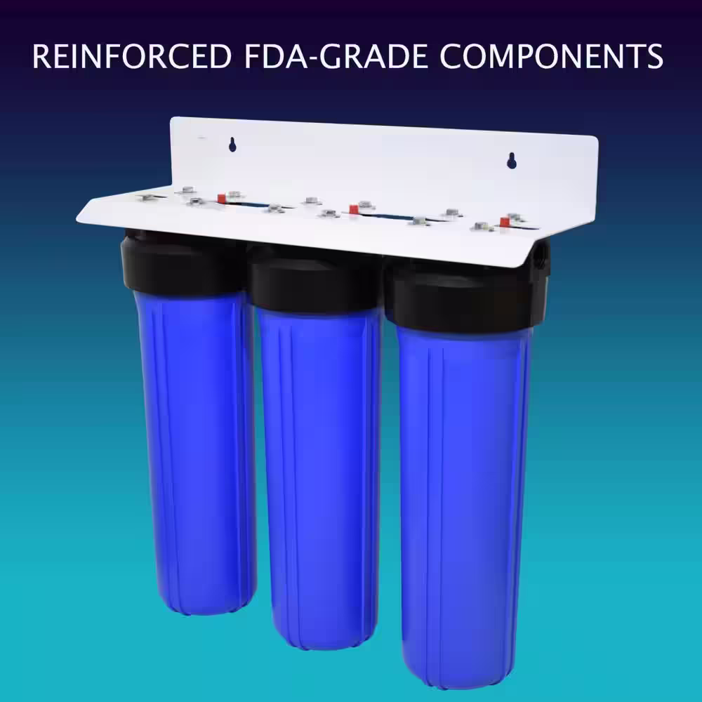 ANCHOR WATER FILTERS 3-Stage Sediment and Dual Carbon Block Whole House Water Filtration System, 4.5 x 20 in.