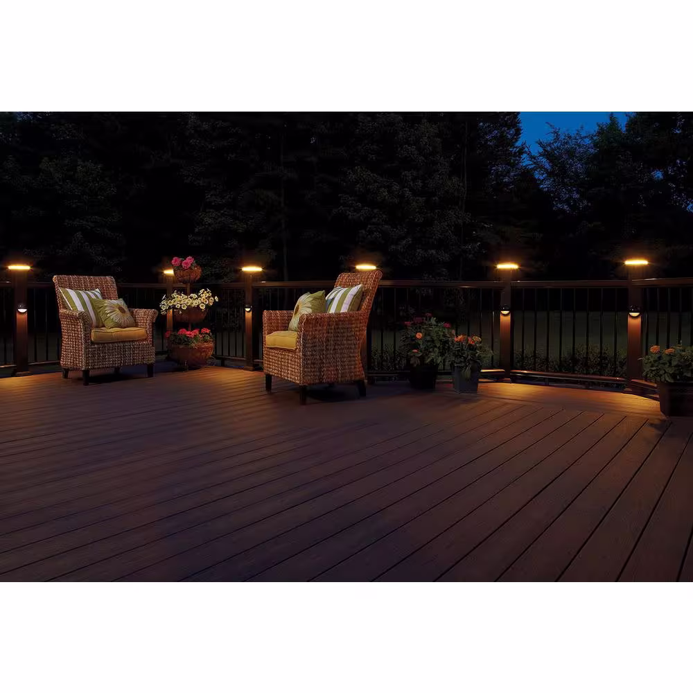 Fiberon 5 in. x 5 in. Simply Brown Integrated LED Fits 5x5 Nominal Post Sleeve Hardwired Flat Downward Deck Post Cap Light