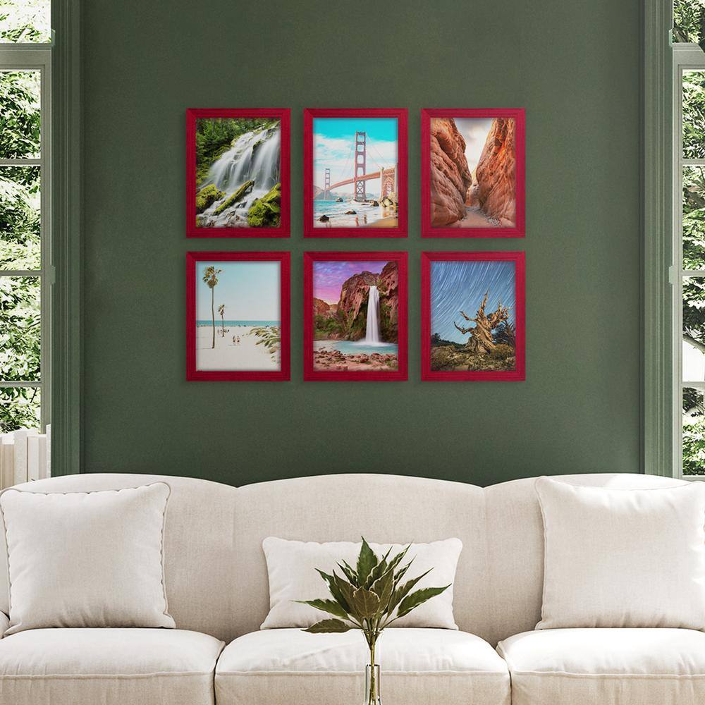 None Textured 8 in. x 10 in. Red Picture Frame (Set of 6)