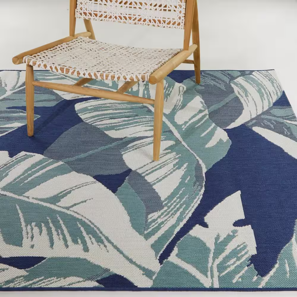 BALTA Bissen Teal 7 ft. 10 in. x 10 ft. Floral Indoor/Outdoor Area Rug