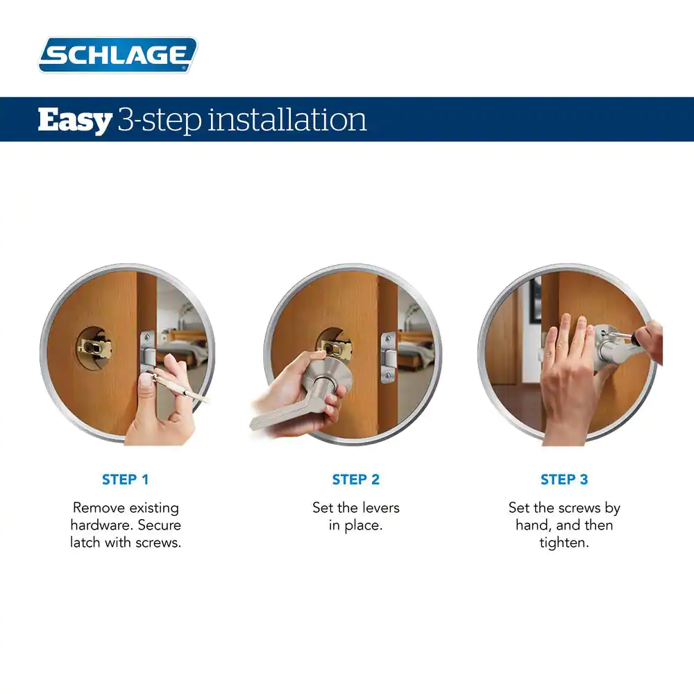 Schlage Latitude Matte Black Privacy Bed/Bath Door Handle with Century Trim