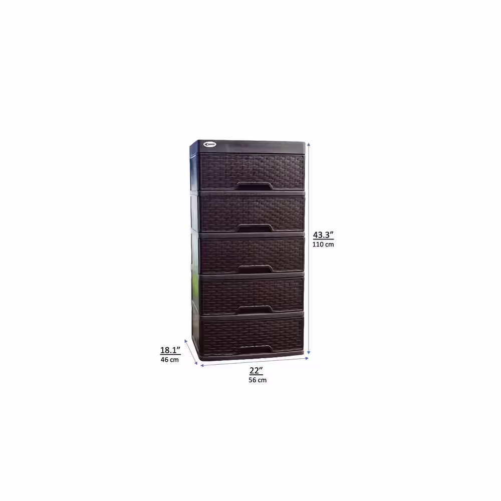 Inval Sanchia 21.84 in. W x 31.76 in. H x 17.86 in. D 5-Drawer Freestanding Storage Cabinet in Espresso with a Closed Frame