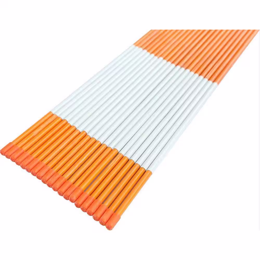 FiberMarker 48 in. Solid Driveway Reflective Driveway Stakes for Easy Visibility at Night, 1/4 in. Dia, Orange (20-Pack)