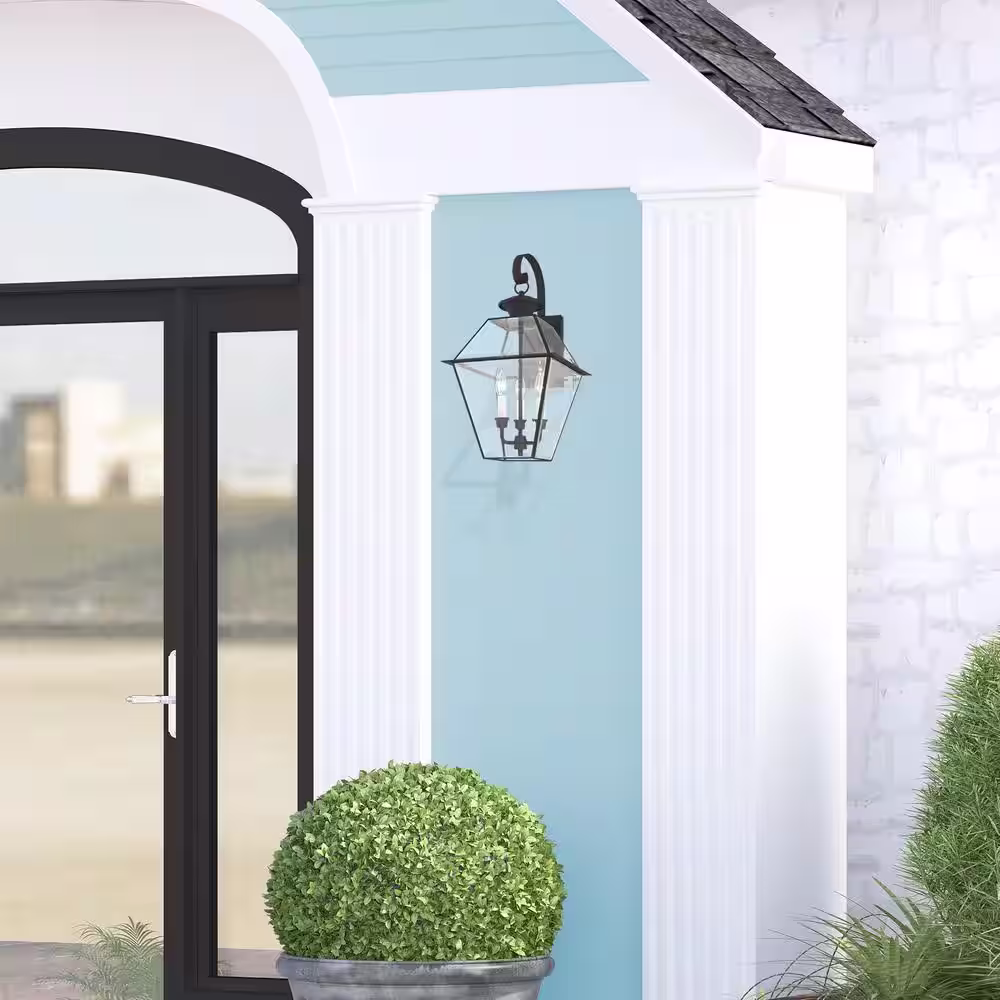 Livex Lighting Westover 3 Light Black Outdoor Wall Sconce