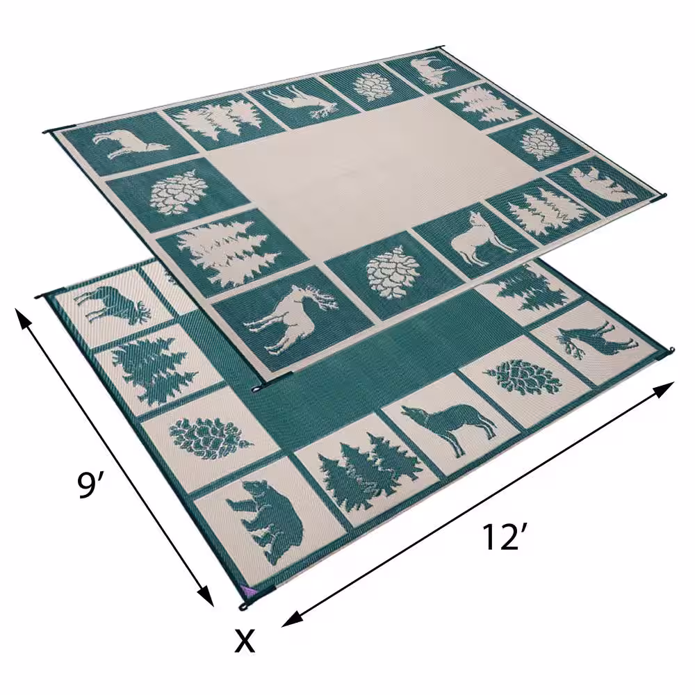 Reversible Mats 9 ft. x 12 ft. Reversible Mat - Hunter Mat Hunter Green/Beige