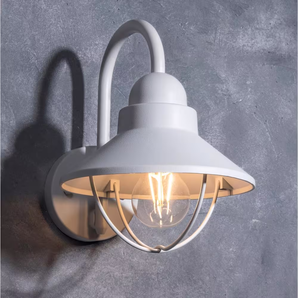 LUTEC Coastal Mystic 1-Light White Outdoor Wall Lantern Sconce