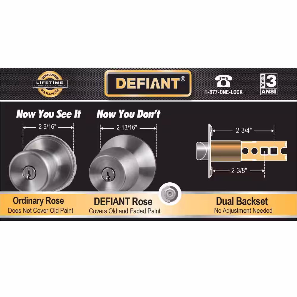 Defiant Tonebridge Satin Nickel Single Cylinder Combo Pack with Square Rose
