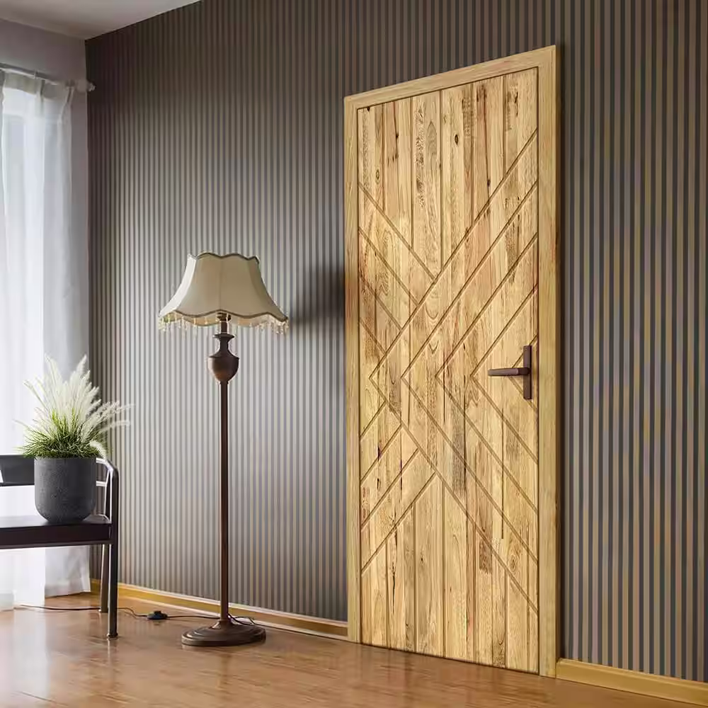 CALHOME 42 in. x 84 in. Hollow Core Weather Oak Stained Solid Wood Interior Door Slab