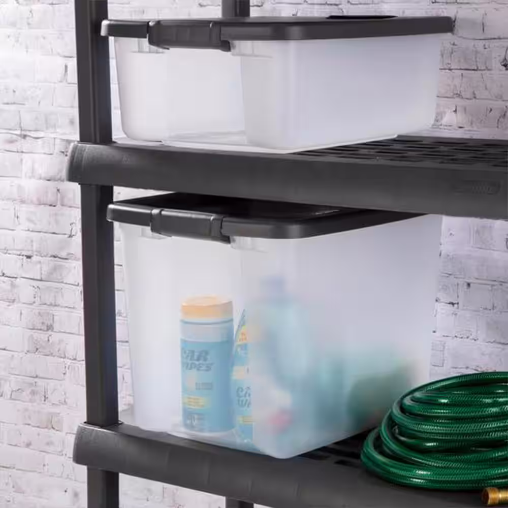 Sterilite 50 Qt. Stackable Latching Shelf tote Storage in Clear (12-Pack)