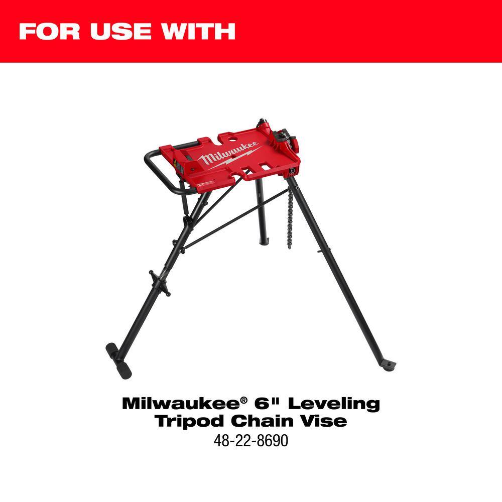 Milwaukee 6 in. Cast Iron Coated Pipe Jaw Leveling Tripod Chain Vise