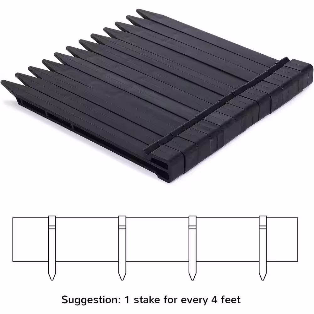 None Black Plastic Garden Landscape Edging Flexible and Strengthened with Anti-UV Treatment ( 5 in. W  x 5 in. H)