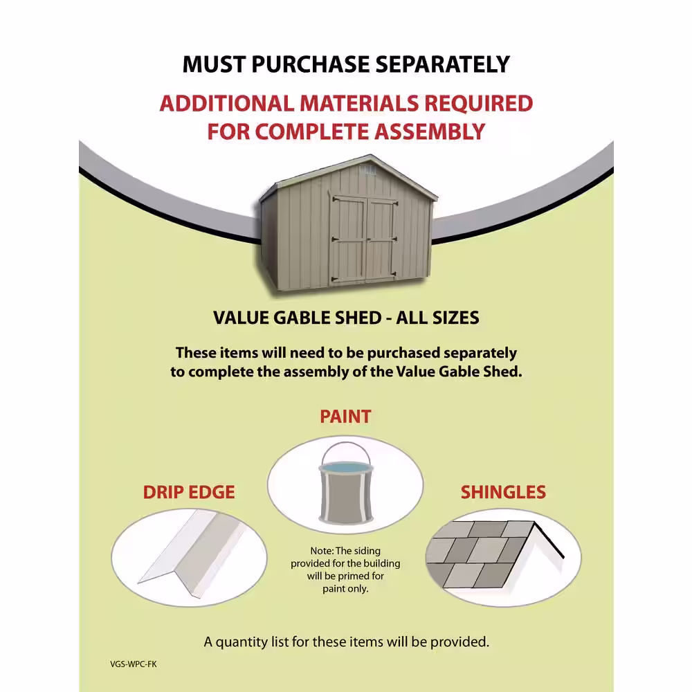 LITTLE COTTAGE CO. Value Gable 10 ft. x 16 ft. Wood Shed Precut Kit with Floor