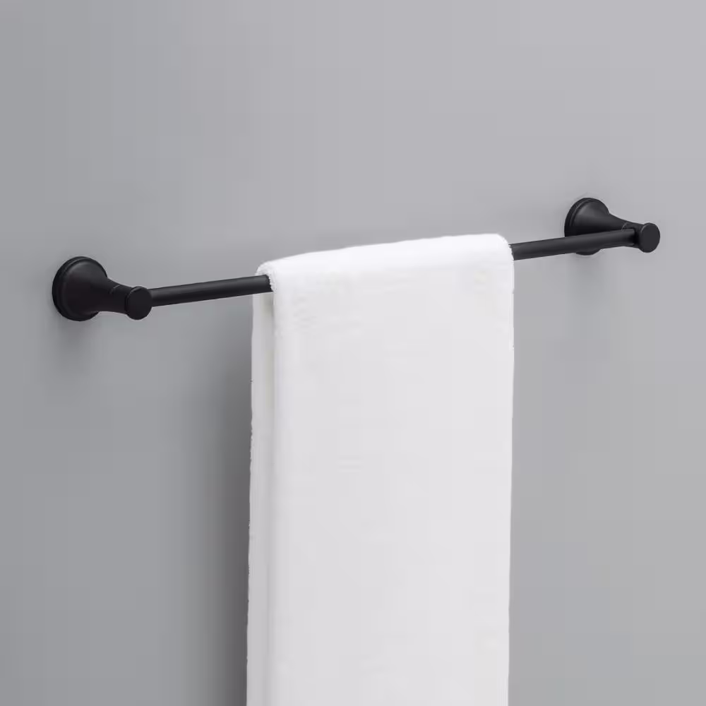 Delta Casara 24 in. Wall Mount Towel Bar Bath Hardware Accessory in Matte Black