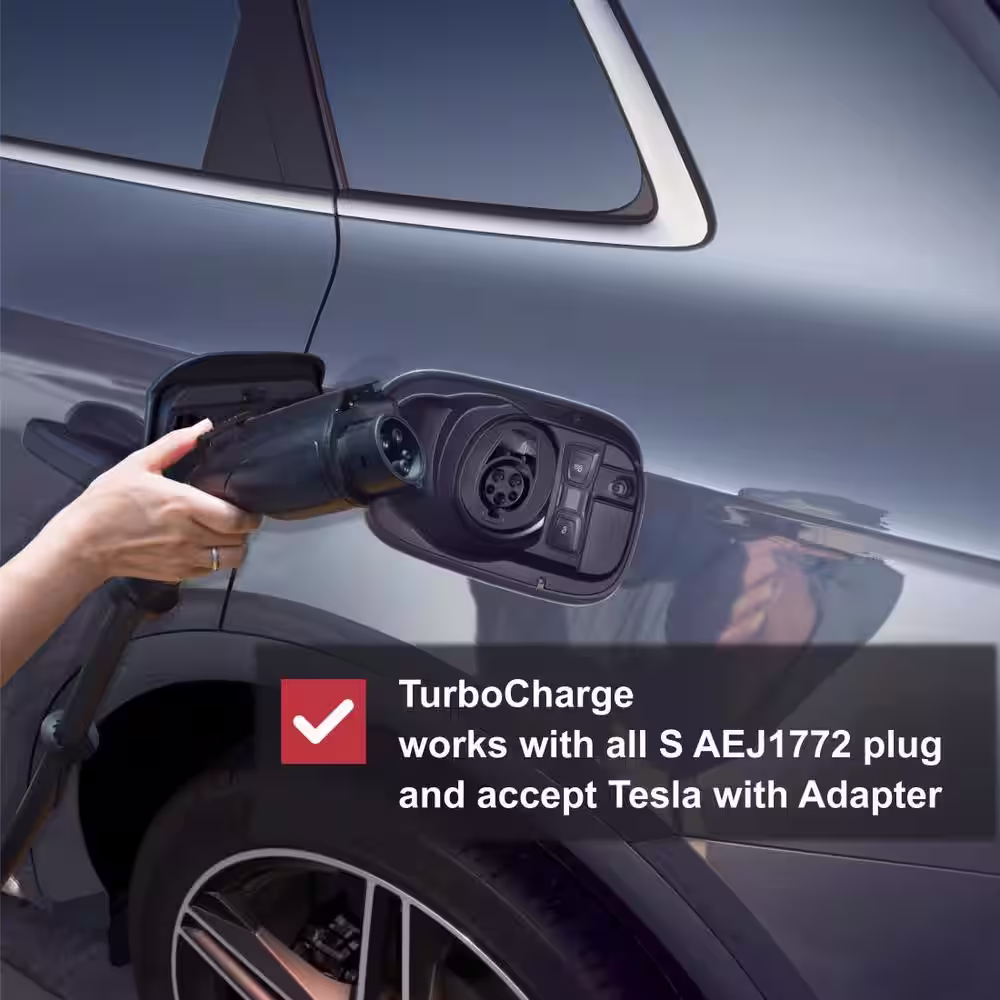 None TurboCharge 32 Amp Level 2 EV Charger with Plug and Play Function Includes 18 ft. Extension Cord, Hook and Holster