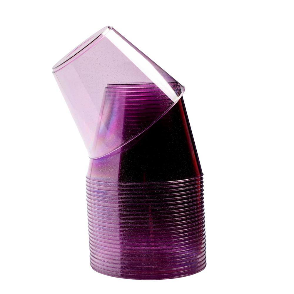 None 9 oz. Purple Glitter Disposable Plastic Cups, Party, Cold Drinks, [110/Pack, 15-Packs/Carton]