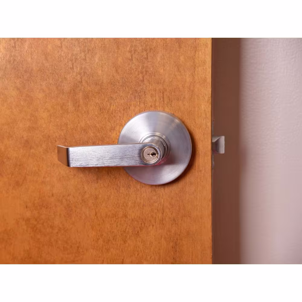 Taco Heavy-Duty Brushed Chrome Grade 1 Commercial Entry Door Lever/Handle with Lock and IC Core